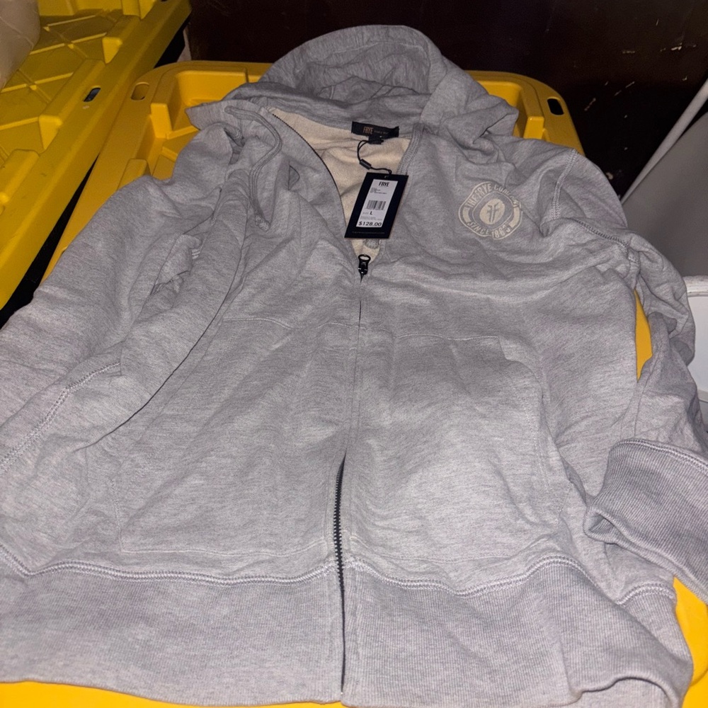 Frye Boot Company Men'sFull Zip Black Hoodie Logo Front And Back